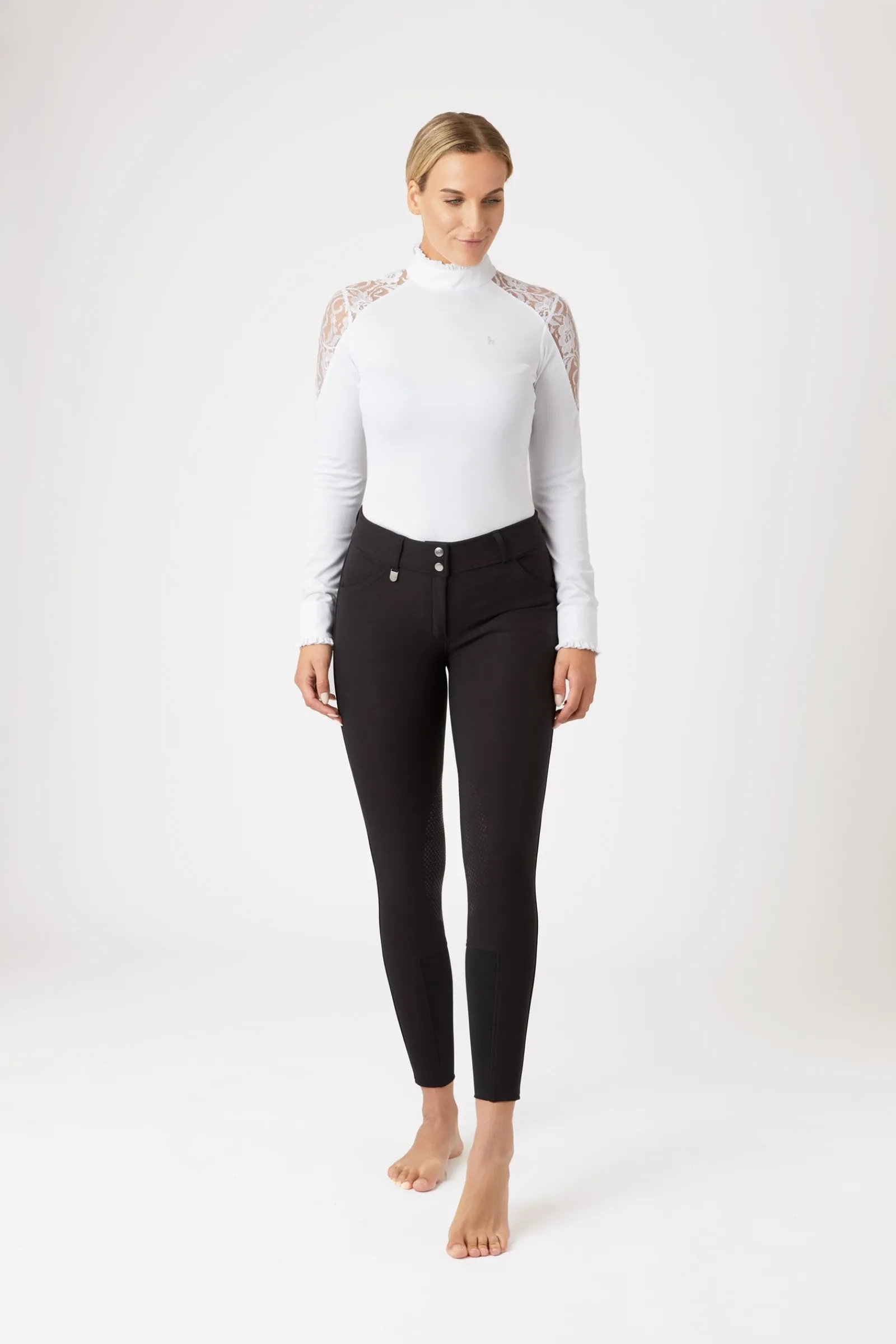 Horze Grand Prix Damenreithose mit Silikon-Kniebesatz, UPF 50+*Damen Reithose Für Damen Mit Kniebesatz