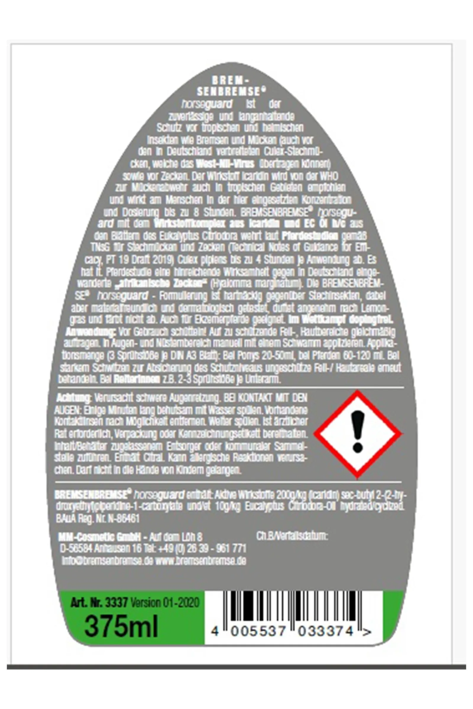 Bremsenbremse Horseguard Insektenschutz, Fliegenspray, 375ml* Fliegenschutzmittel