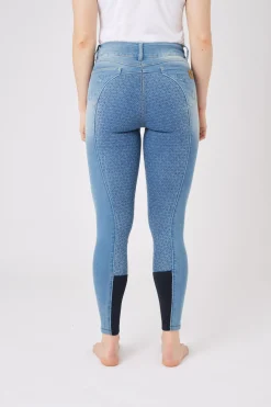 Horze Kaia Damen Reithose aus Vollbesatz in Jeansoptik mit Silikon Grip und hohem Bund*Damen Reithose Für Damen Mit Vollbesatz