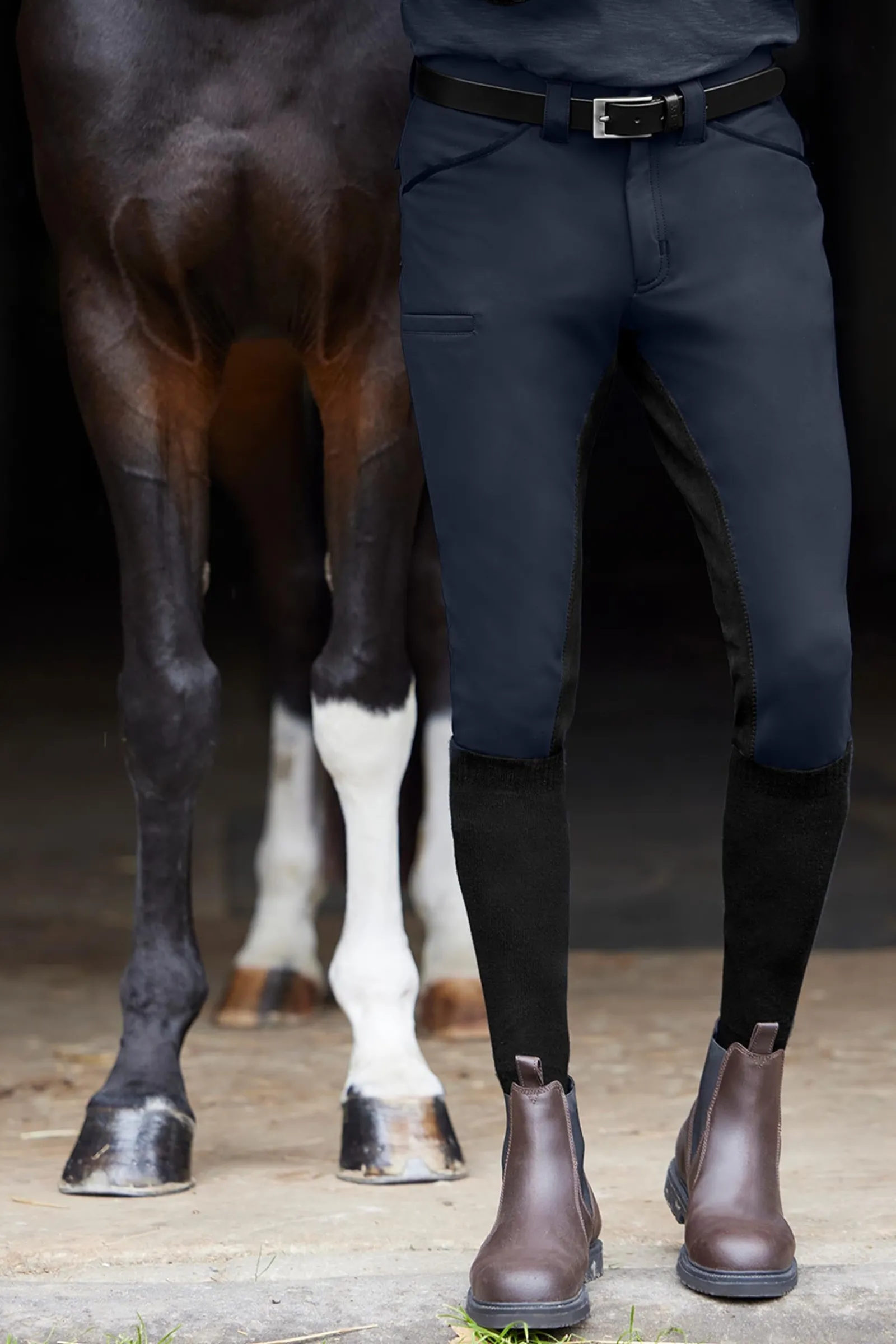 ELT Matteo Classic Herrenreithose mit Vollbesatz aus Kunstleder*Herren Reithosen Für Herren