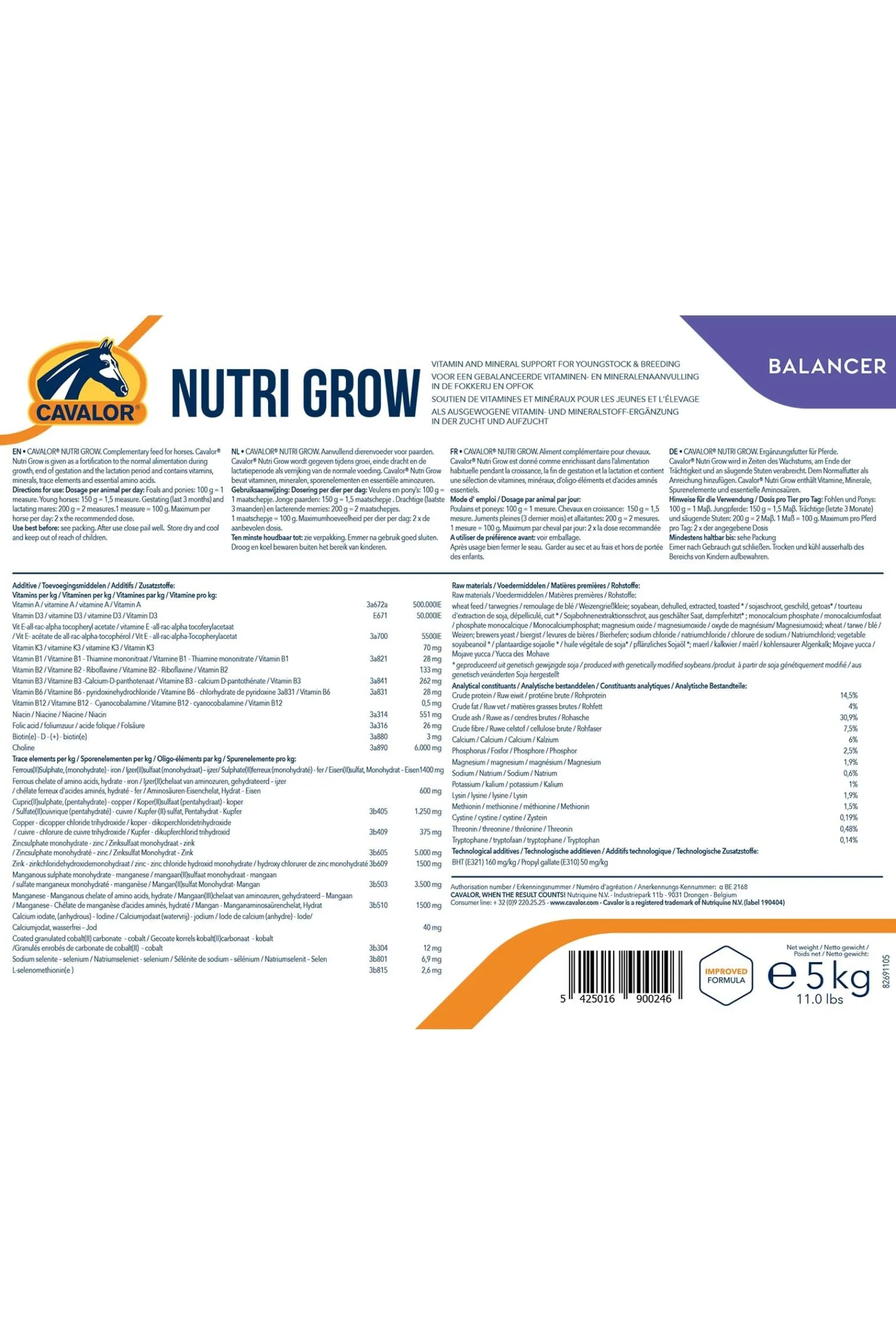 Cavalor Nutri Grow, 5 kg* Mineralfutter