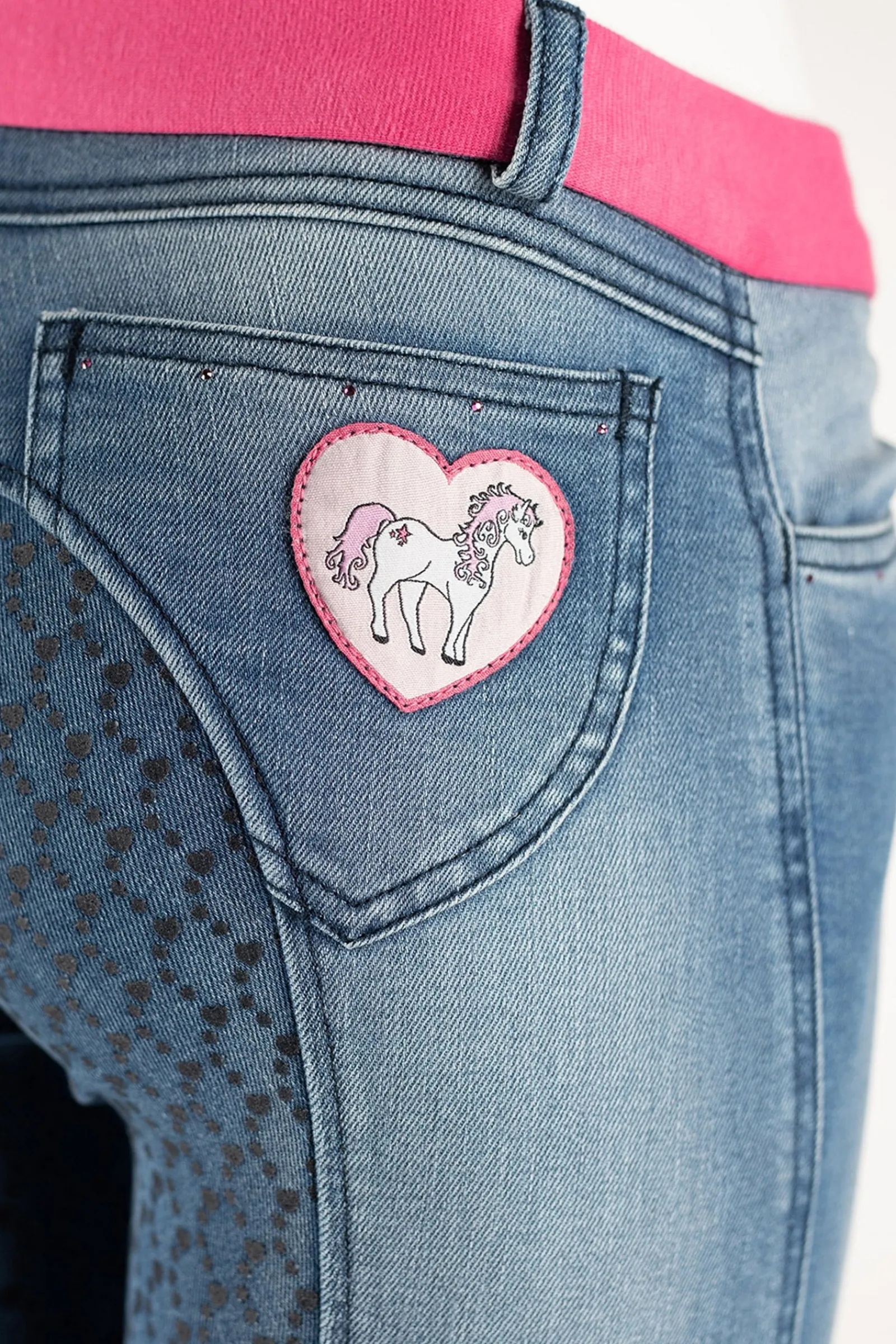 Horze Poppy Reithose mit Vollbesatz für Kinder in Jeansoptik und Silikon-Grip*Kinder Reithosen Für Kinder