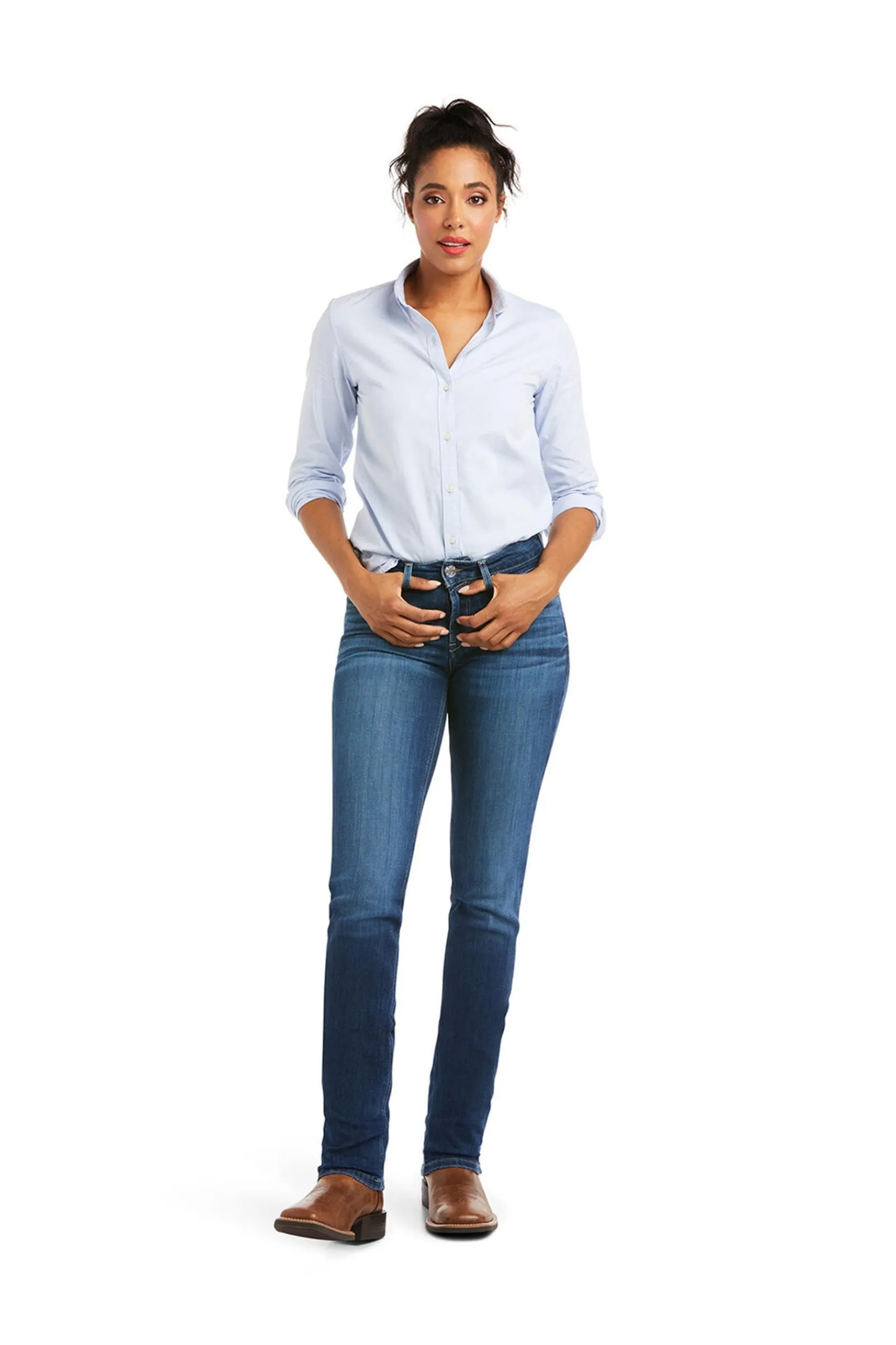 Ariat Real PR Abby Straight Reithose mit Vollbesatz in Jeansoptik für Damen*Damen Jodhpurreithose Für Damen