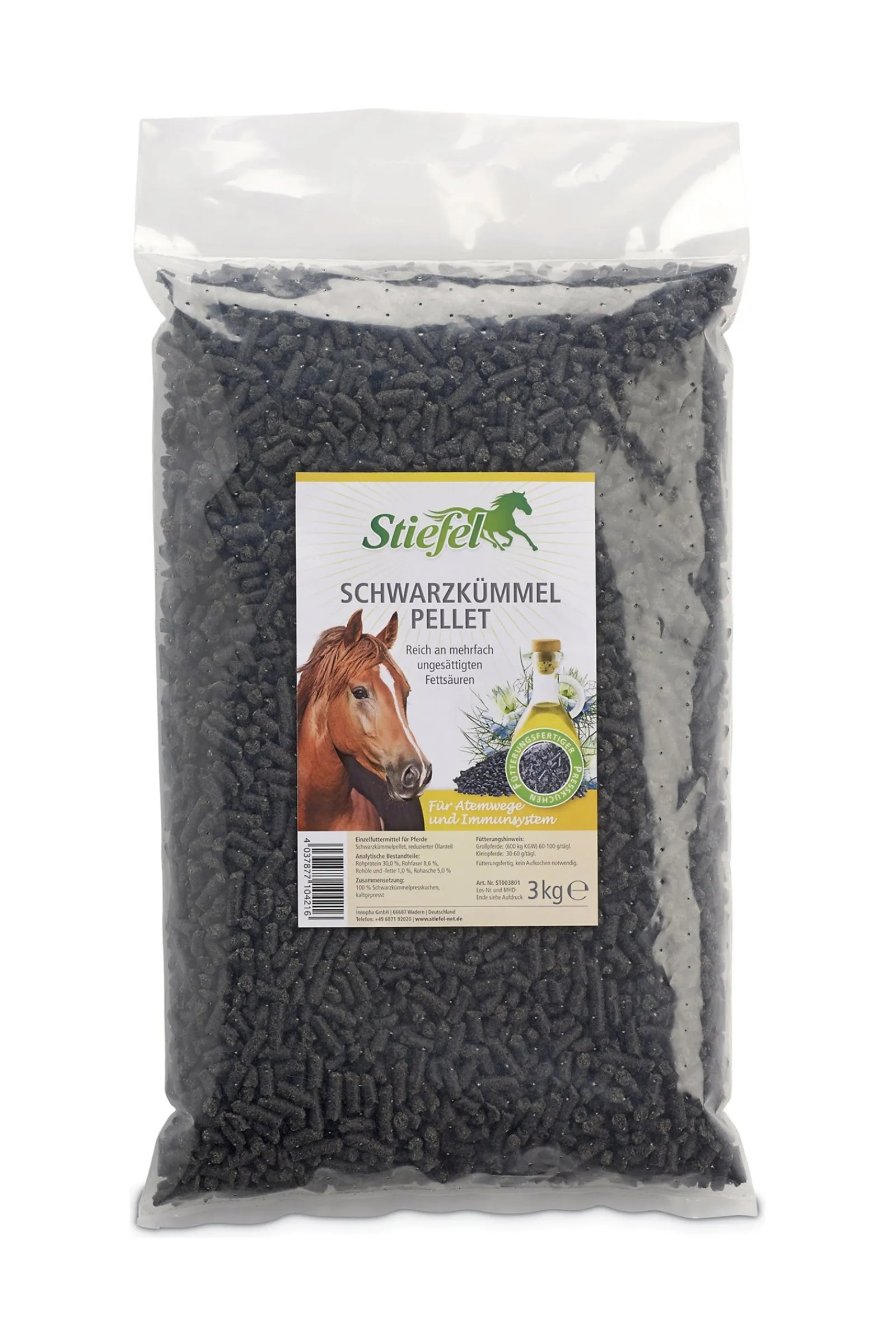 Stiefel Schwarzkümmel Pellet, 3kg* Ergänzungsfuttermittel Für Pferde