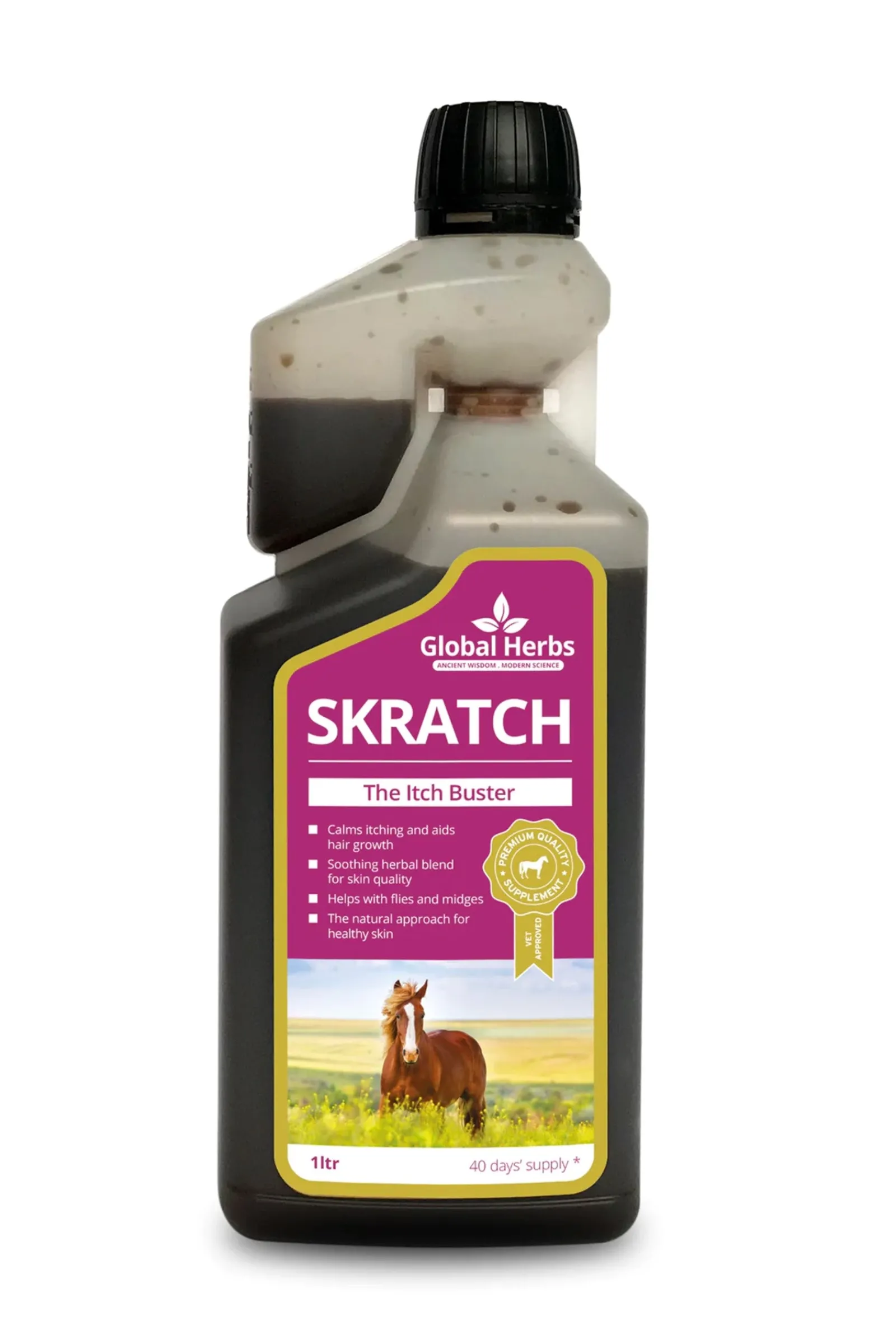 Global Herbs Skratch Syrup 1L* Ergänzungsfuttermittel Für Pferde