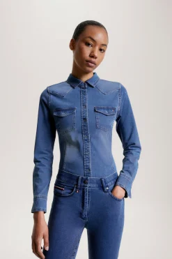 Tommy Hilfiger Equestrian Woodside Stretch Denim Hemd*Damen Shirts & Polos Für Damen
